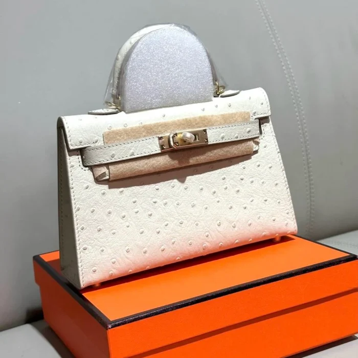 Hermes Mini Kelly Ostrich Bag - Image 3