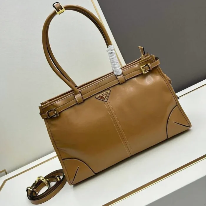 Prada Travertine XL Leather Bag - Image 4