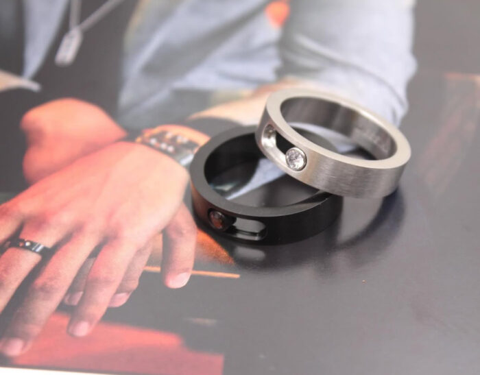 Natural Titanium & Diamond Ring for Men